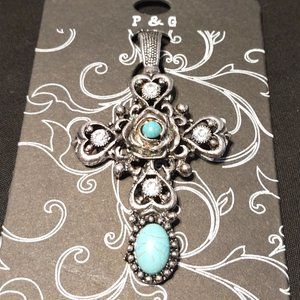 Cross Clip with Turquoise Rocks